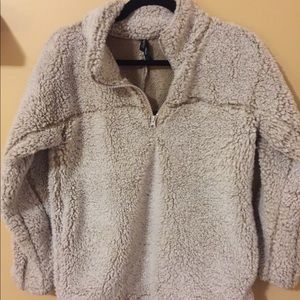 Tan half zip pull over